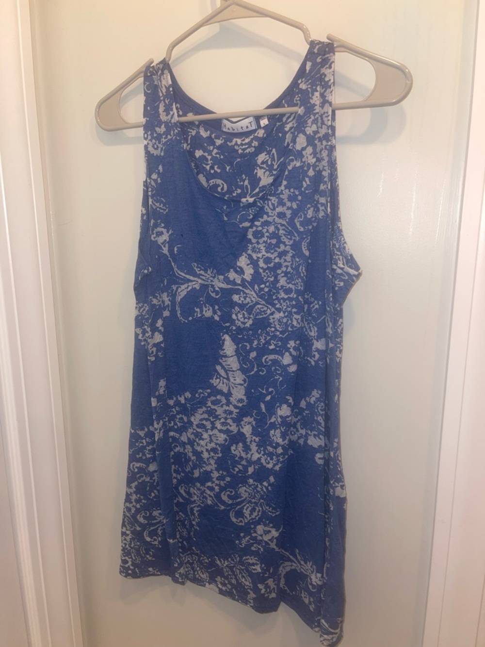 Habitat Blue and White Sheer Floral Print Top